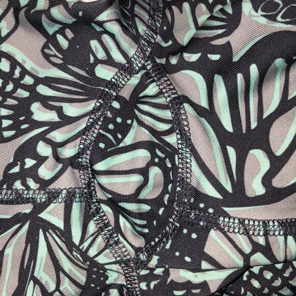Danskin Now L Dri More Gray Teal Butterfly Athletic Active Leggings - Picture 14 of 14